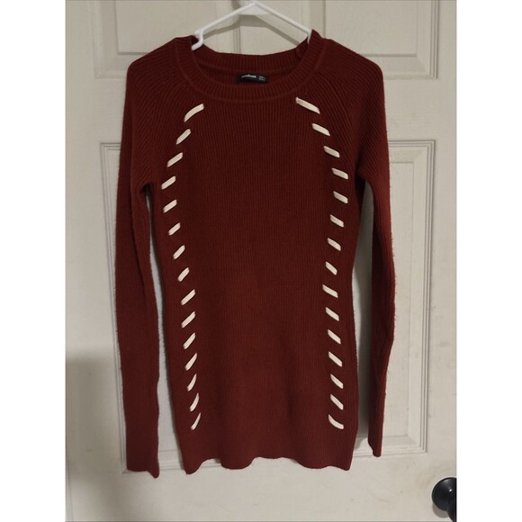 Patty Boutik Women Red Pullover Sweater Large with stitching design - Picture 1 of 4